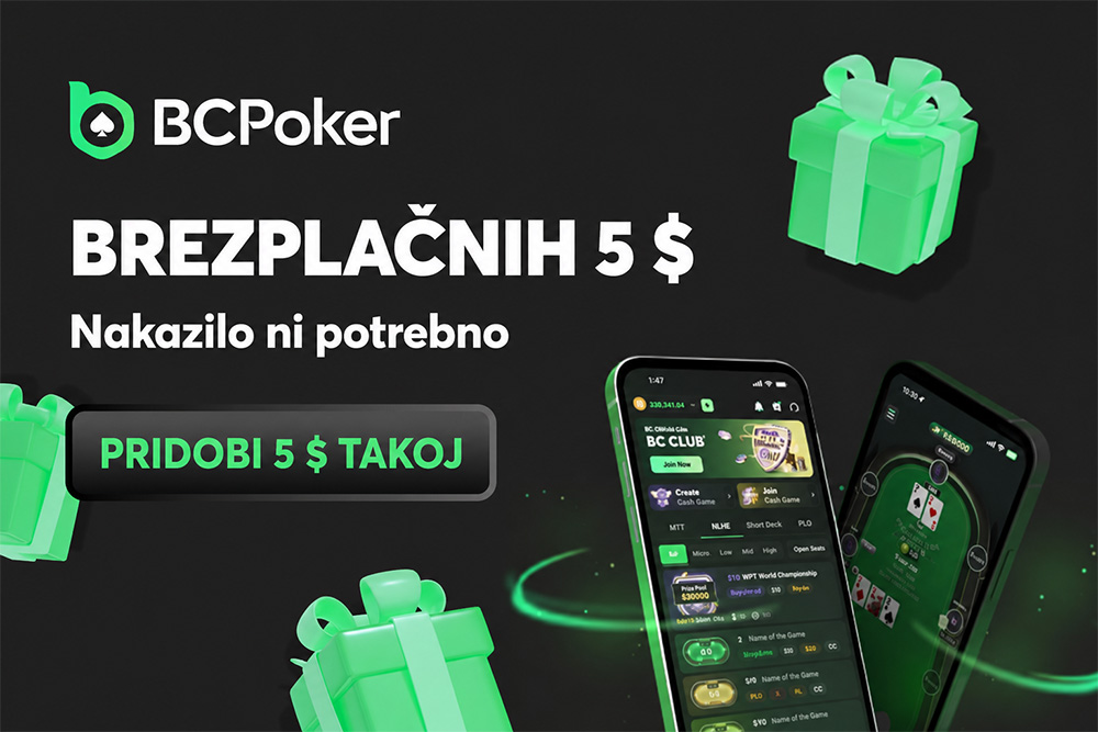 BCPoker 2026 brezplačnih 5 $ mobi