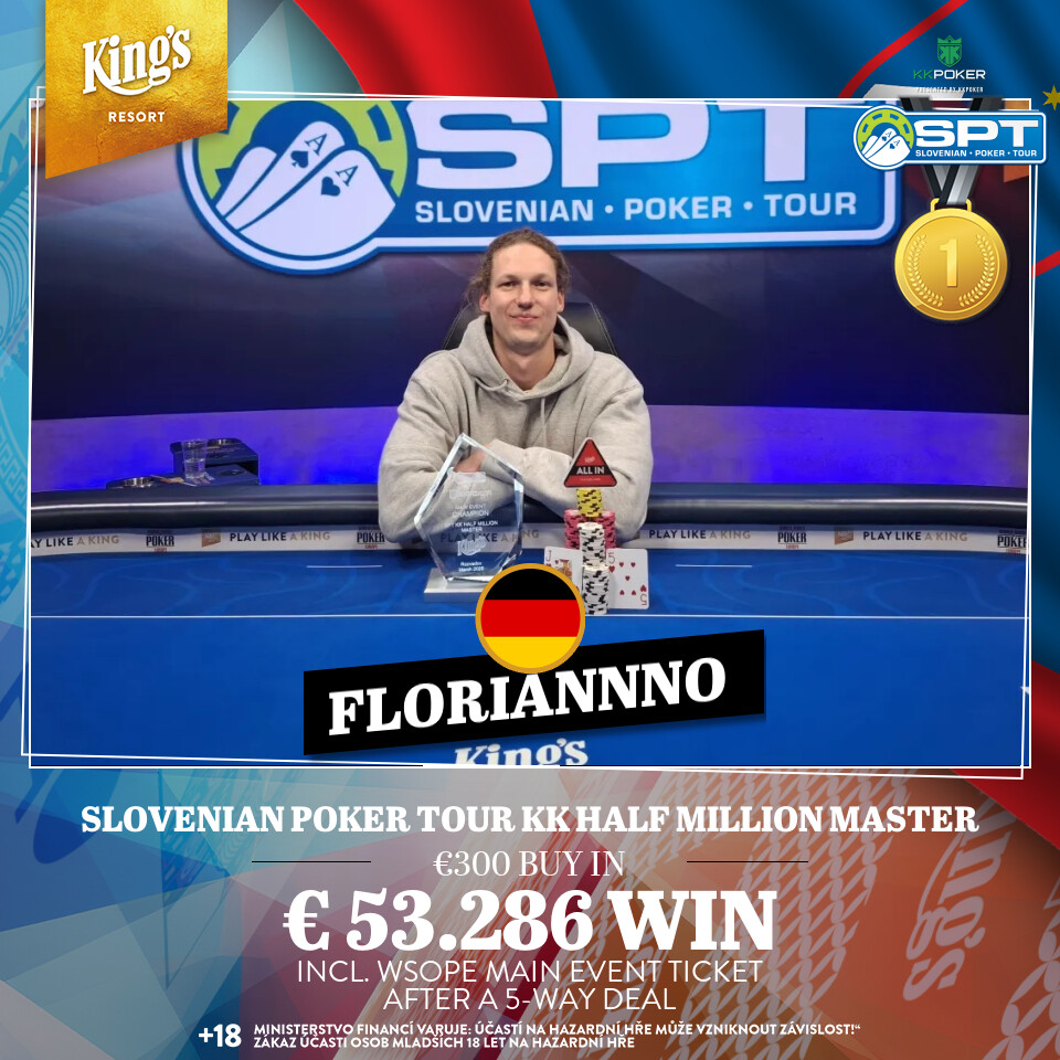 Floriannno zmagovalec SPT Slovenian Poker Tour 2025 Rozvadov