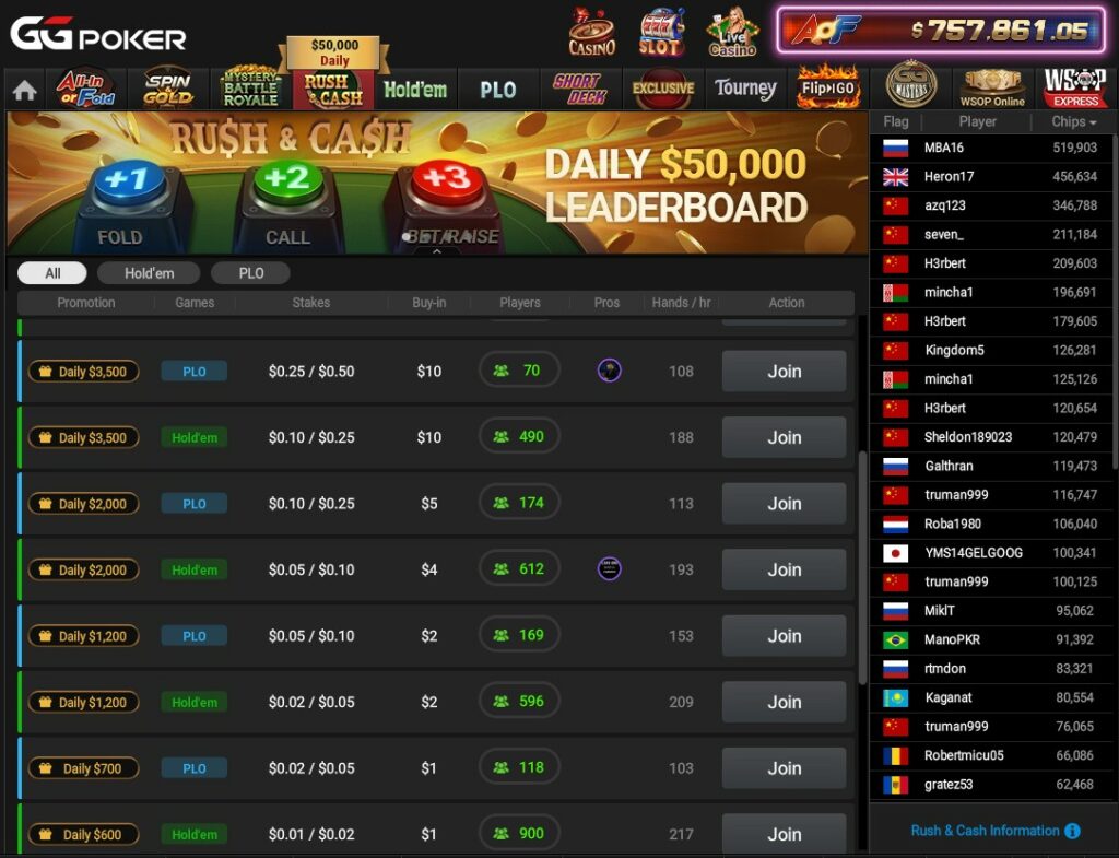 GGPoker Cash Lobby